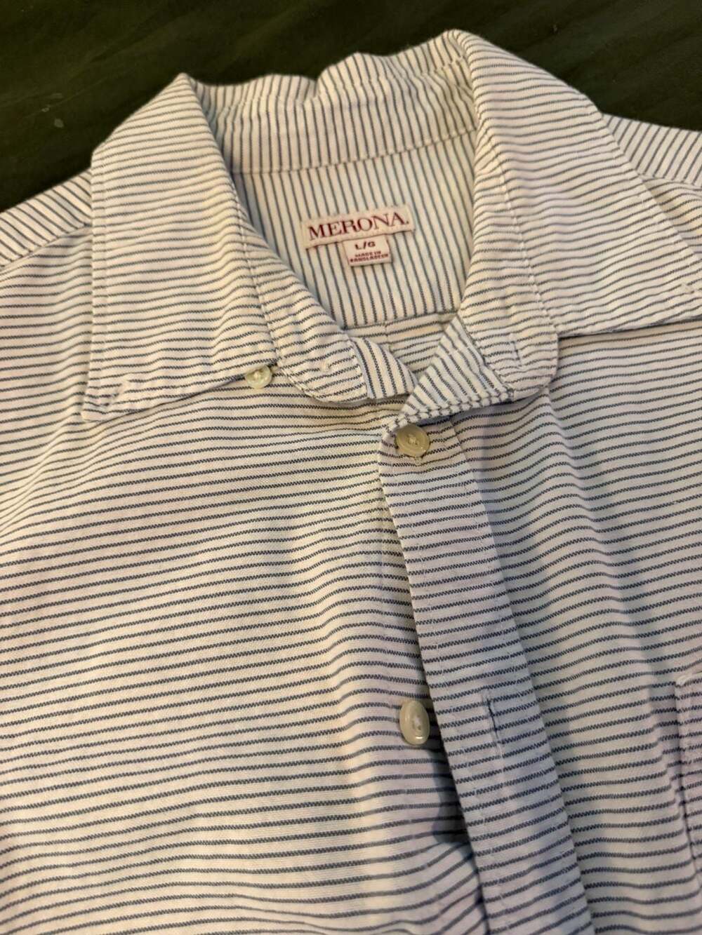 Merona Men's Long Sleeve Button Down Shirt Size Large Striped